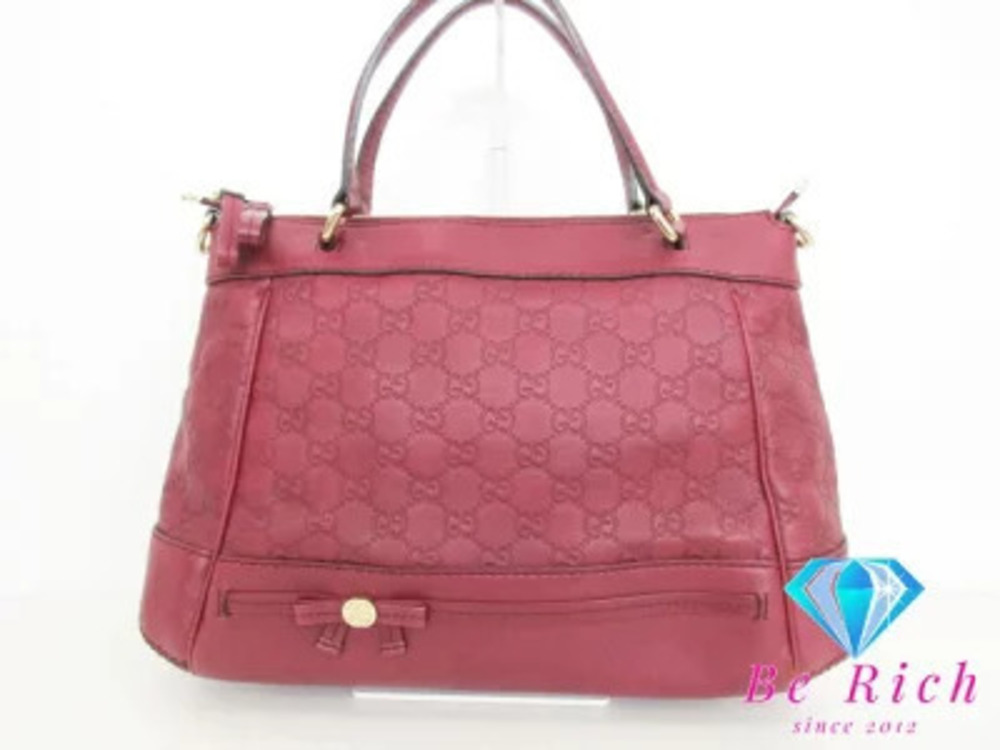 Gucci Mayfair Guccissima Handbag Wine Red Leather Bag